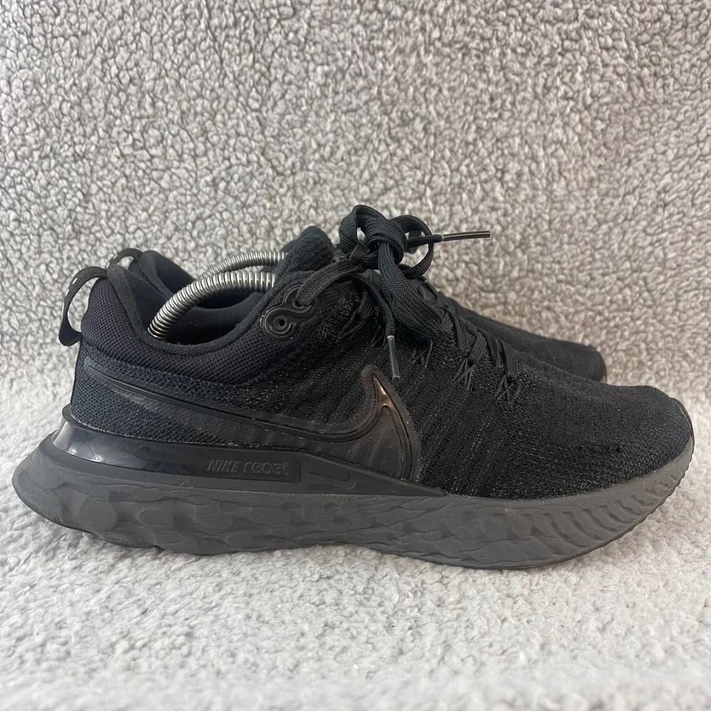 Nike React Infinity Run Flyknit 3 Men's Size 9 Triple Black Running Shoes CT2357